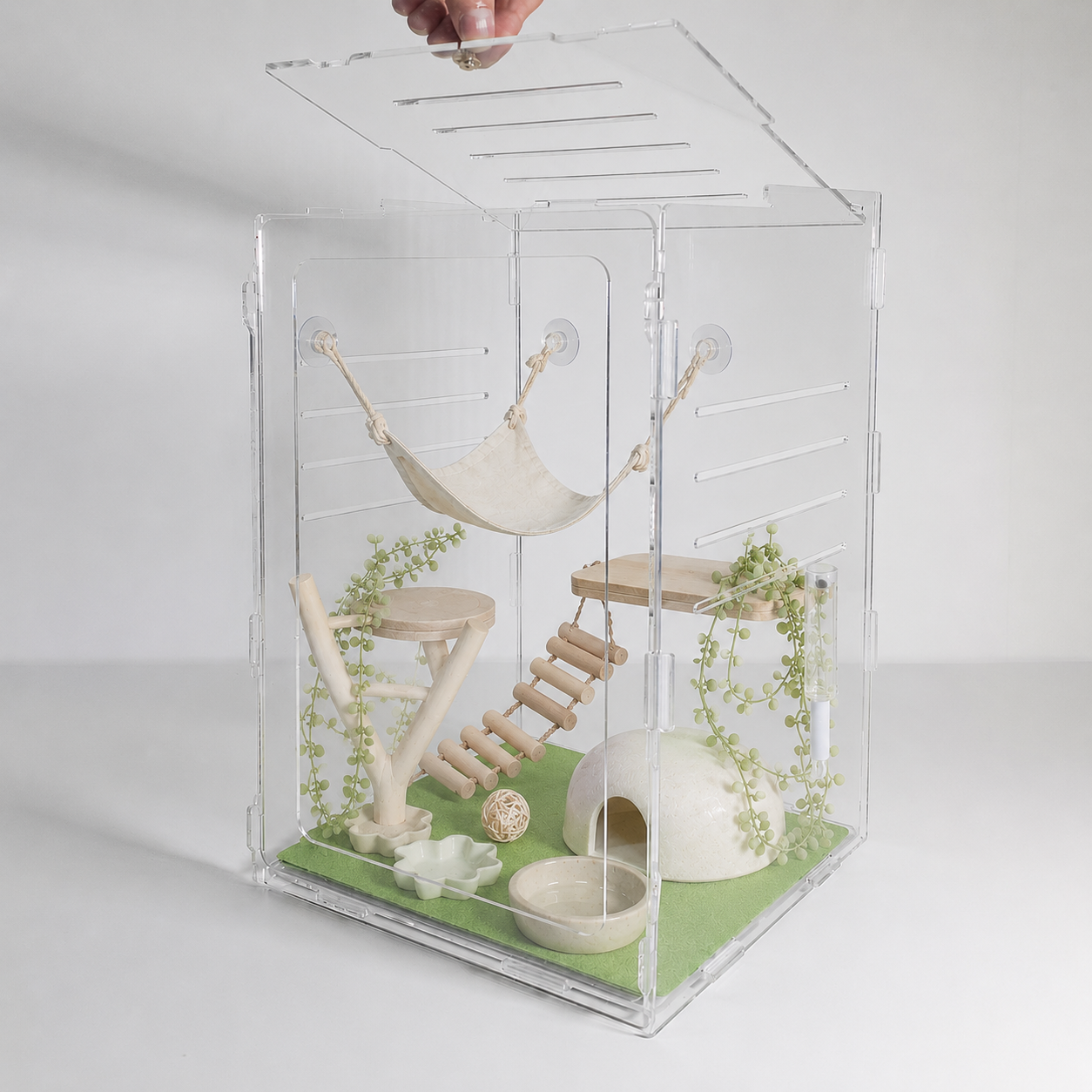 도마뱀 사육장 크레스티드 게코 아크릴 조립식 케이지 20x20x30