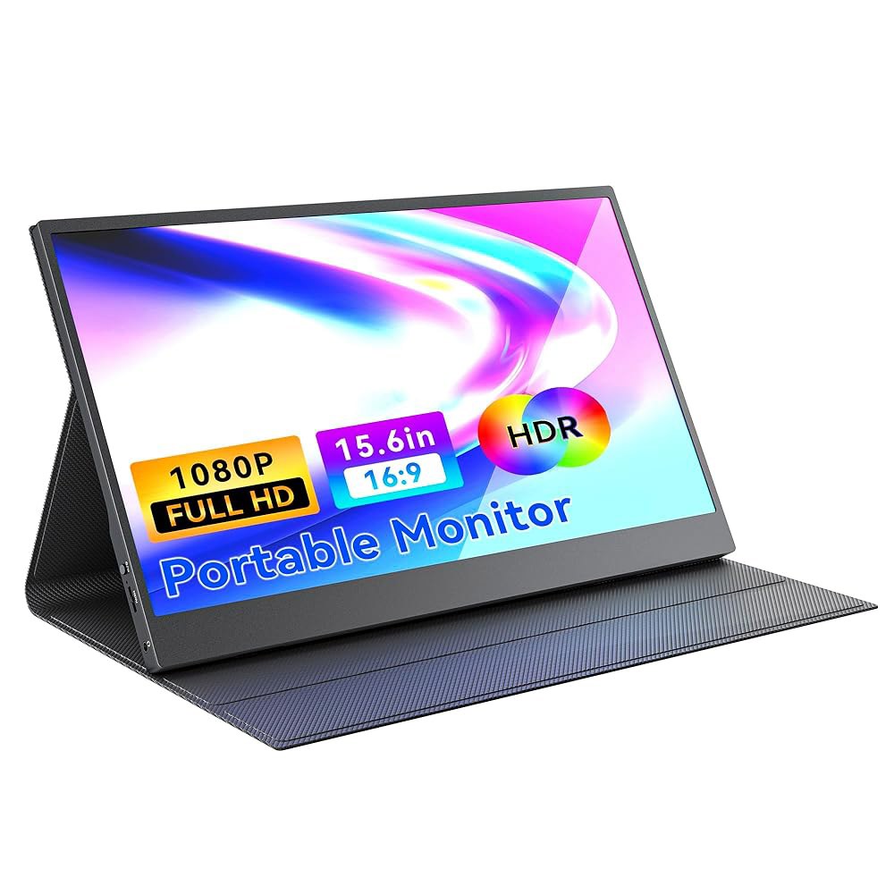노트북 및 게임용 USB C HDMI 울트라 슬림 여행용 화면 익스텐더가 포함된 ZefcS 15.6인치 휴대용 모니터 FHD 1080P IPS 디스플레이 - 상품 이미지