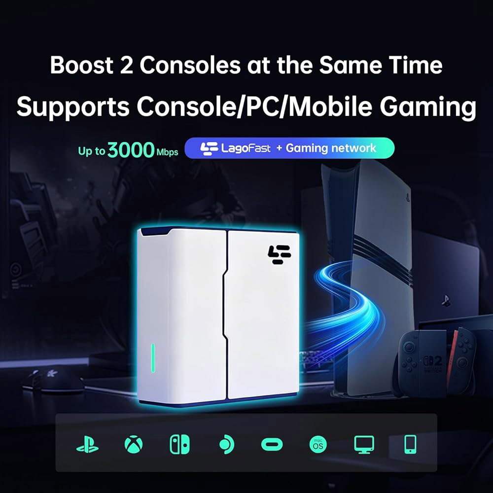 라고패스트 터보 게이밍 라우터 및 WiFi 익스텐더 부스터, PS5, PS4, Xbox, 스위치 2 PC용 게임 가속기, 온라인 게임용 저 핑 지연 감소, 90일 VIP 핵심 플랜 - 상세 이미지 2