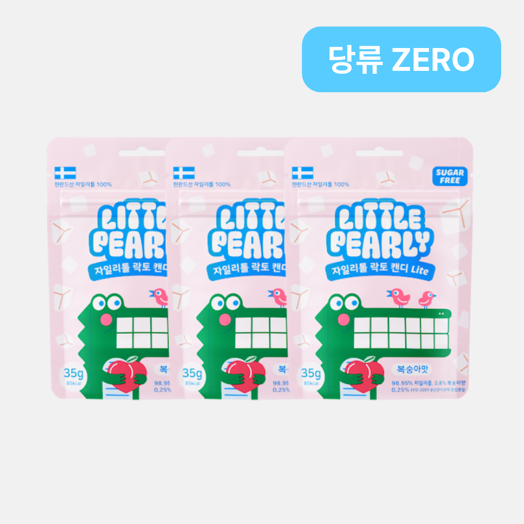 리틀펄리 유아 어린이 자일리톨 장유산균 무설탕 캔디 라이트 복숭아, 35g, 3개 - 상품 이미지