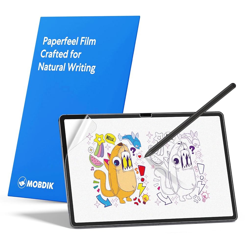 삼성 갤럭시 탭 S10 플러스 / S9 FE+ S8 S7 FE 플러스와 호환되는 MOBDIK 2 팩 종이 화면 보호기, 눈부심 방지, 종이에 글씨 쓰는 것과 같은 기능 - 상품 이미지