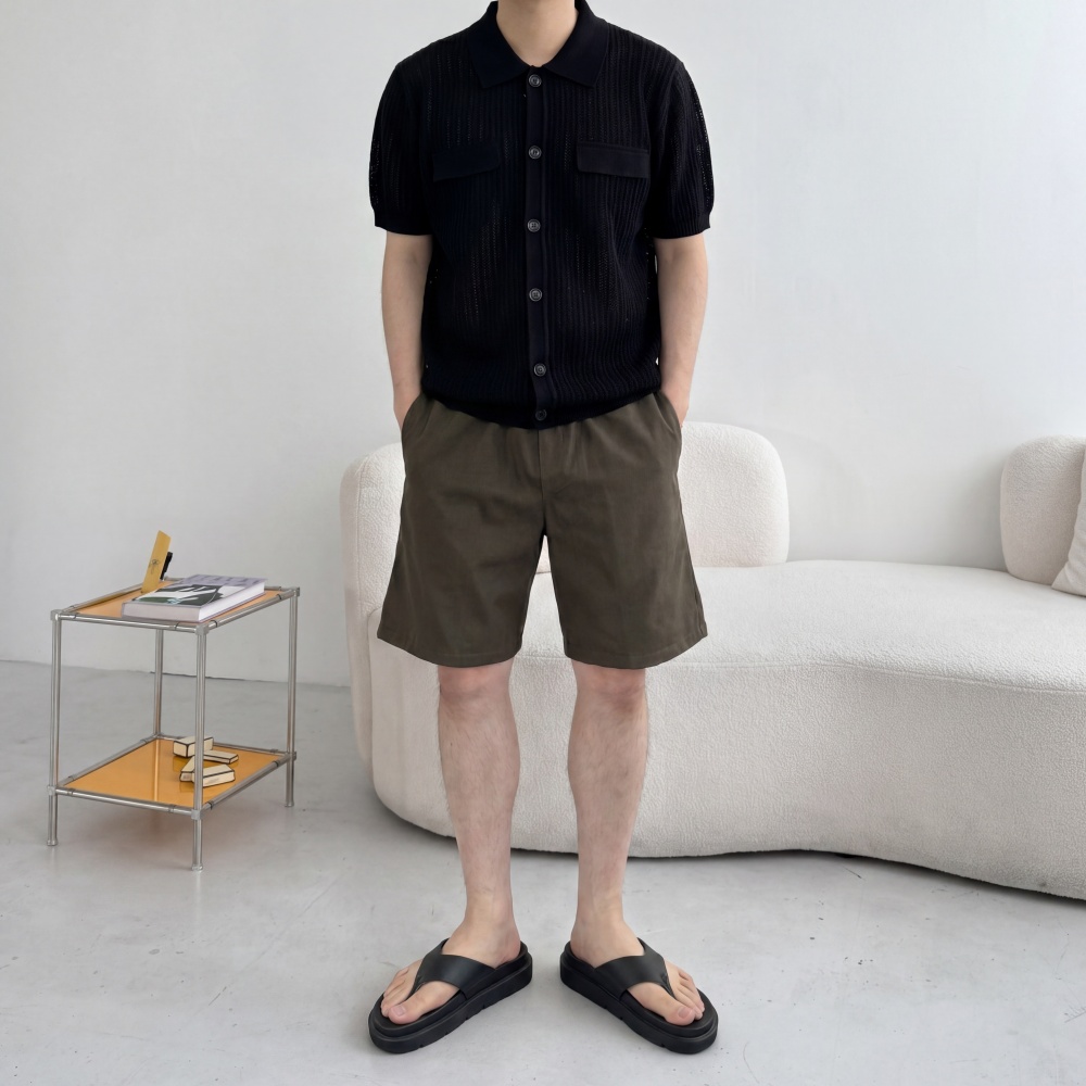 면 여름 남자5부반바지 밴딩 패치 치노반바지 이미지 8