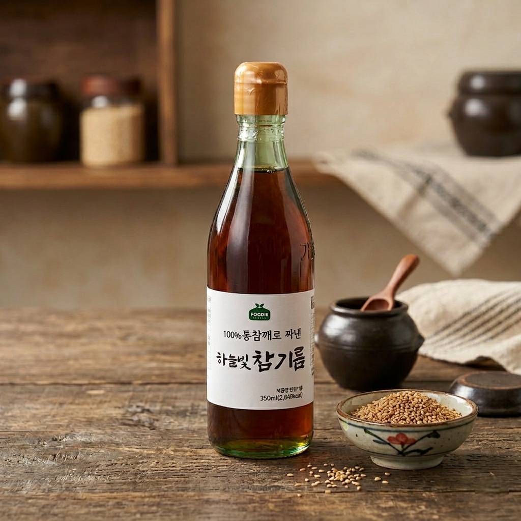 100% 통참깨 진하고 고소한 하늘빛 참기름 350ml - 상품 이미지