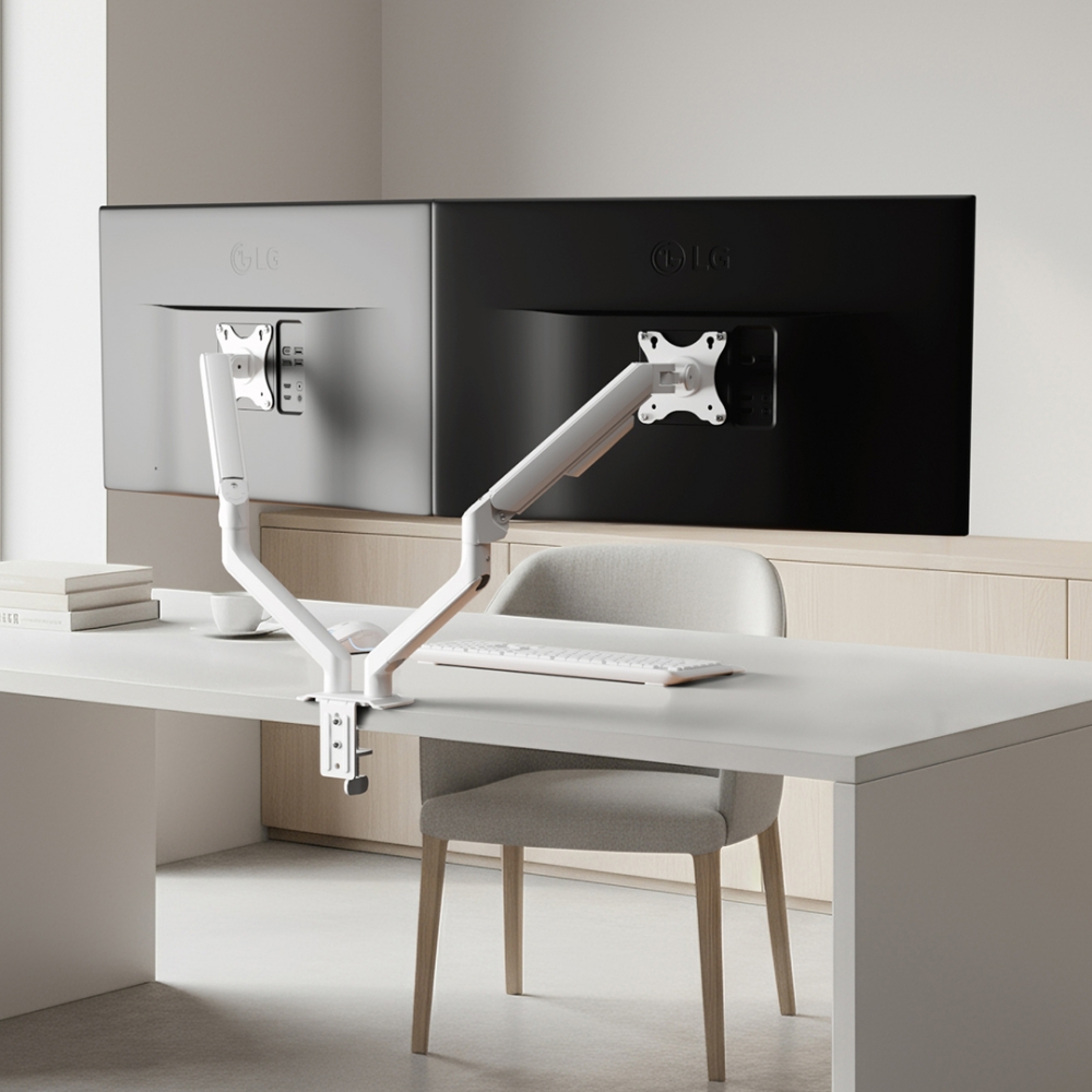 삼성 LG 호환 높이조절 좌우회전 듀얼 모니터 거치대 89cm(32인치) - 상품 이미지