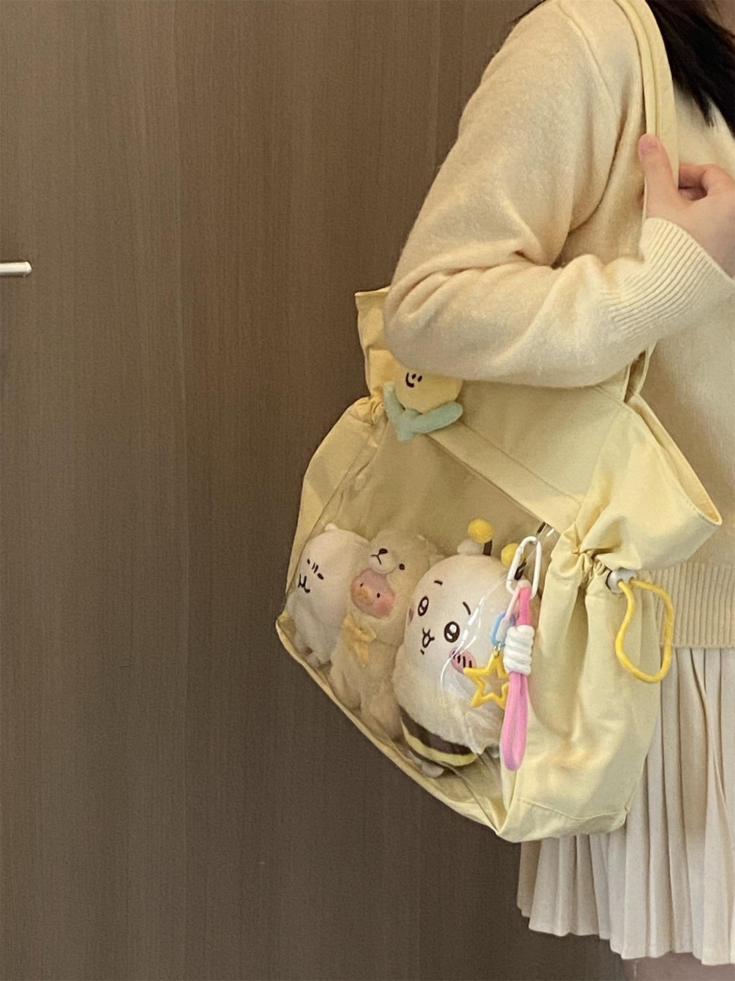 대용량 나일론 오타쿠 이타백 가방 투명 일본 학생 굿즈 토트백 인형 수납 데일리 숄더백 - 상세 이미지 3
