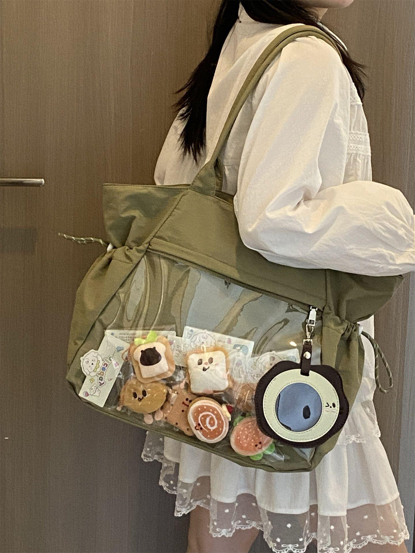 대용량 나일론 오타쿠 이타백 가방 투명 일본 학생 굿즈 토트백 인형 수납 데일리 숄더백 - 상세 이미지 5