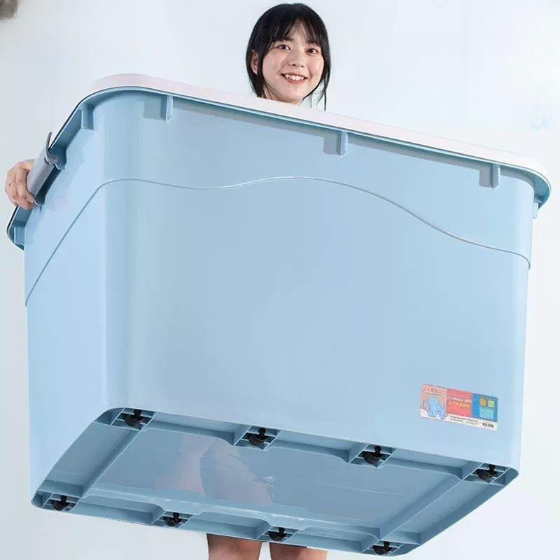 대형 수납함 플라스틱 리빙박스 이동식 보관 정리함 노르딕블루 80L - 상품 이미지
