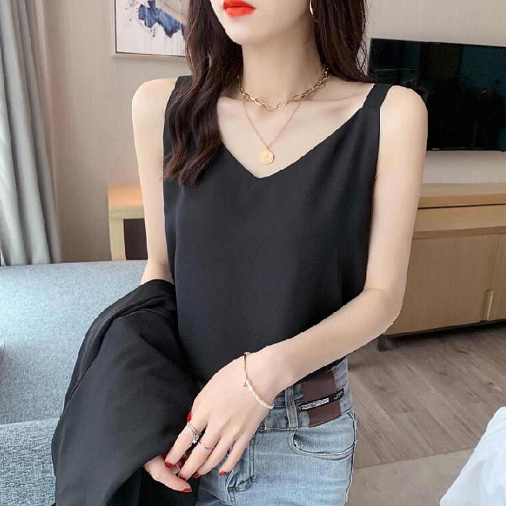 여자 정장나시 셔츠 블라우스 여성 민소매 끈나시 이너웨어 여름 하객룩 이미지 6