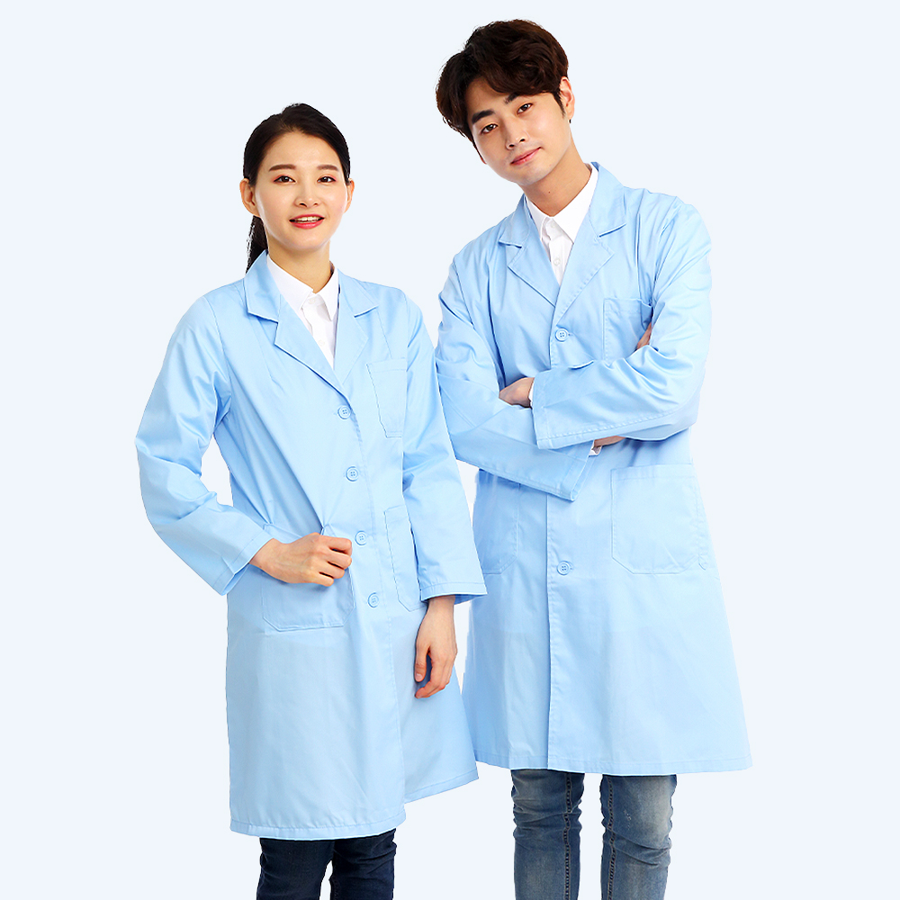 T/C30수면혼방 소라색긴팔가운 의사 약사 영양사 실험실가운 이미지 6