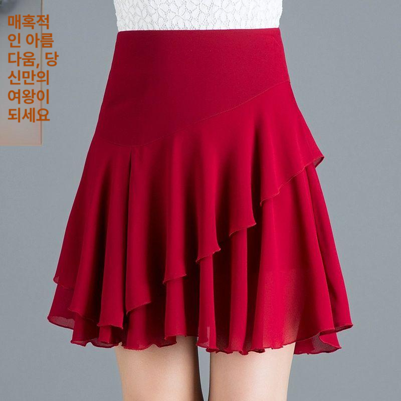 여성 라인댄스 스커트 줌바 사교 라틴댄스복 여성스커트 쉬폰 스포츠 - 상세 이미지 2