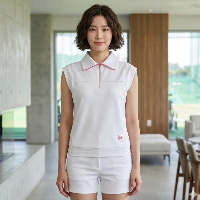팬텀 골프 여성 여름 아노락 반집 가오리형 민소매 골프웨어 티셔츠 - 상품 이미지