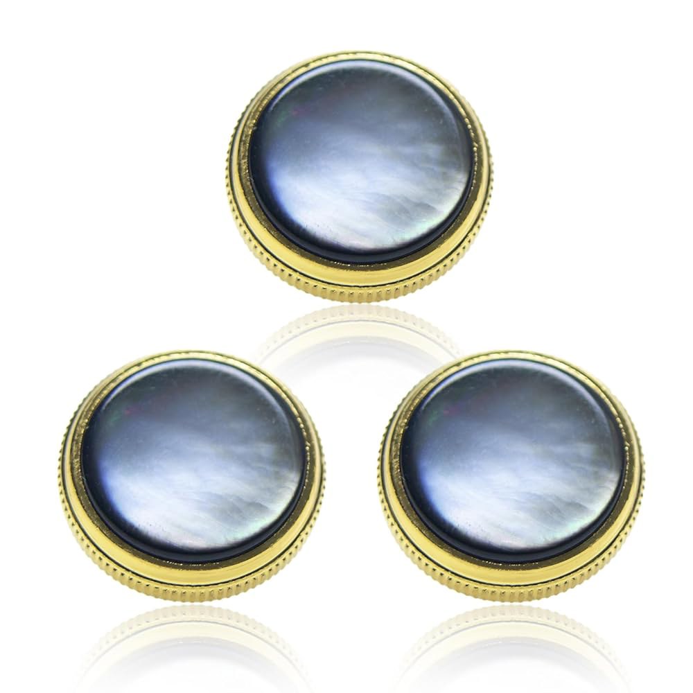 캐시비트 트럼펫 밸브 캡 3Pcs, 핑거 버튼 교체 세트 4mm 나사 직경 0.7mm 피치, 표준 트럼펫용 범용 구리 액세서리(골드 블랙 쉘) Gold Black Shell - 상품 이미지