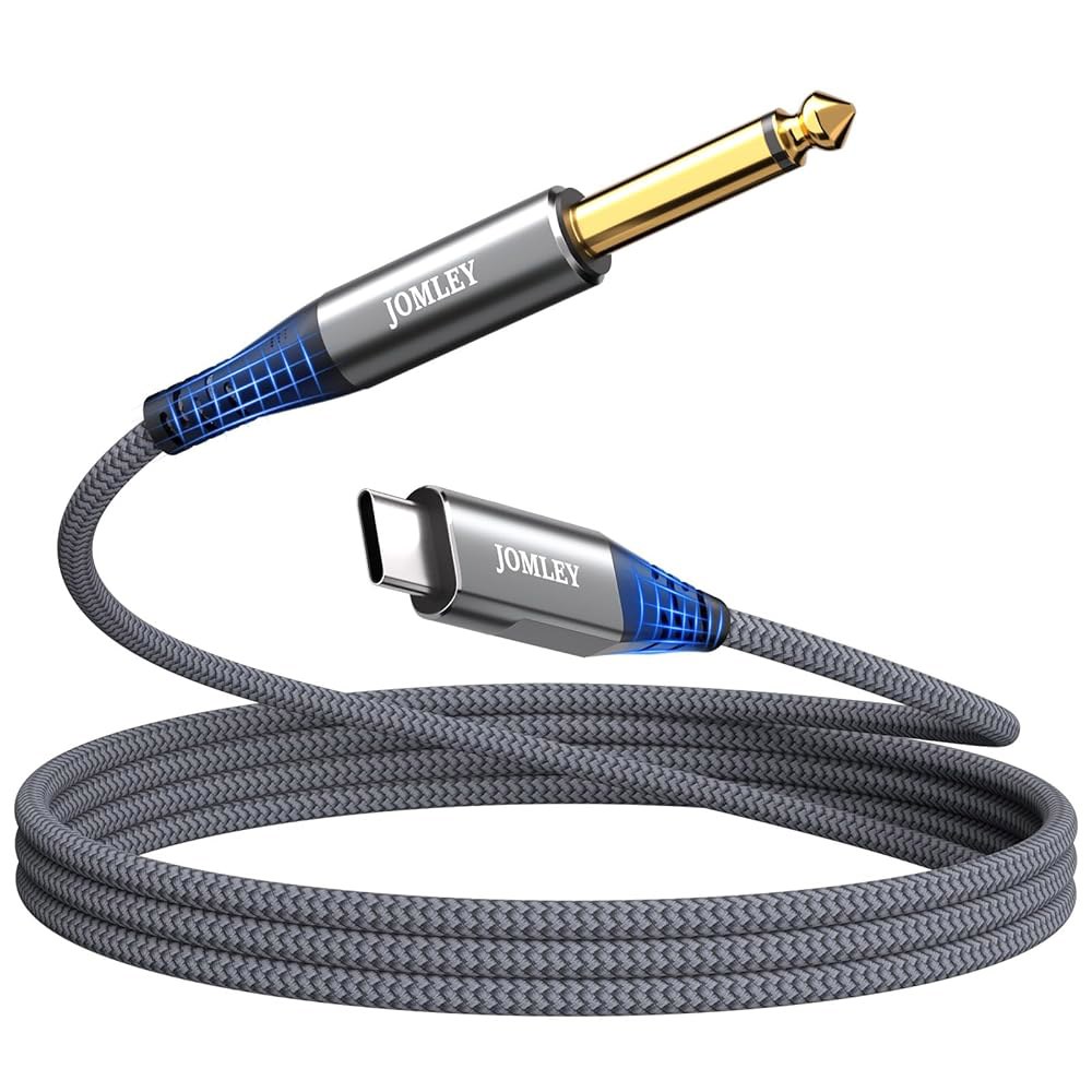 JOMLEY USB C에서 6.35mm TS 오디오 케이블 3.3피트, 타입 1/4인치 모노 베이스 / 기타 녹음 케이블, 노트북 태블릿 스마트폰, C 포트 지원 1m/3.3ft - 상품 이미지
