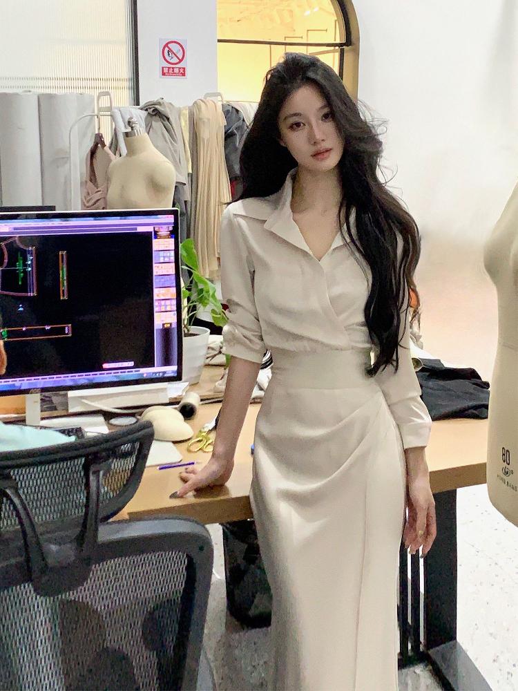 여성용 루즈핏 단색 블라우스 데님셔츠 오버핏 청남방 긴팔 여름 반팔 린넨 체크 시스루 여자 - 상세 이미지 2