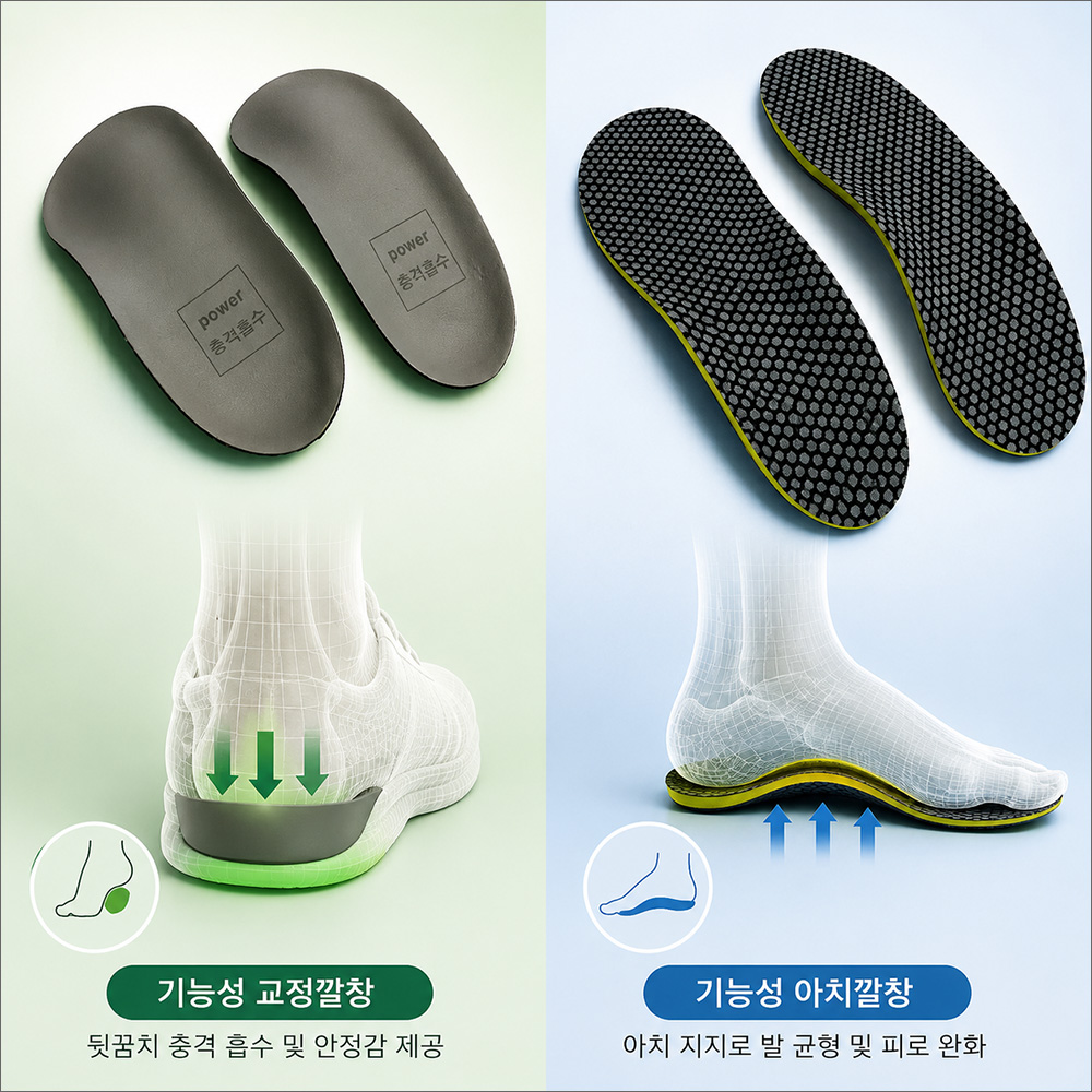 디니떼 기능성 교정 신발 깔창 / 충격흡수 인솔 편안한쿠션 / 운동화 구두등 모든신발 사용가능 - 상세 이미지 3