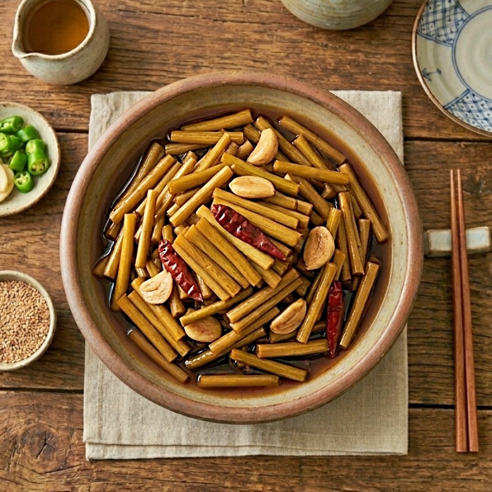 아삭하고 새콤달콤한 간장 마늘쫑 장아찌 1kg - 상품 이미지