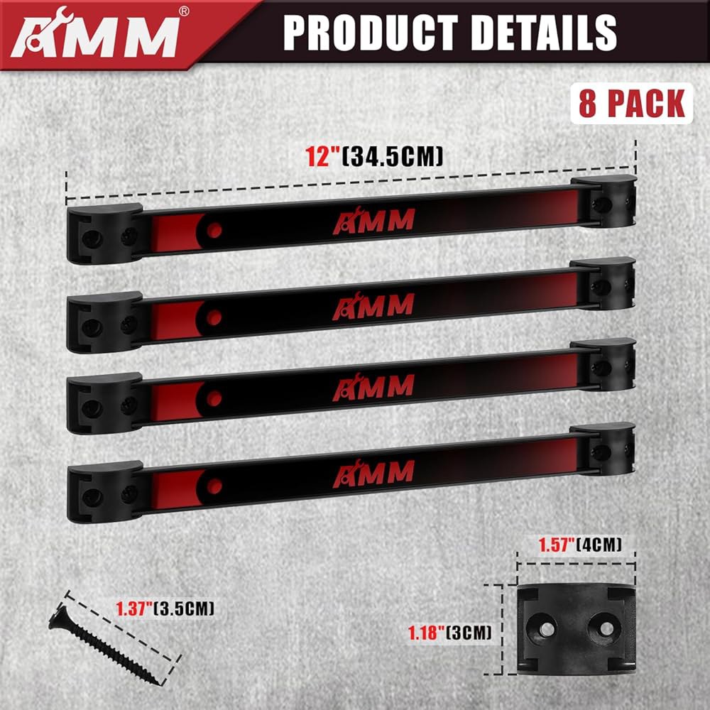 AMM 8PCS 마그네틱 공구 홀더 스트립, 장착 나사가 있는 12인치 헤비 듀티 정리용 보관용 자석 바, 차고 정리함 - 상세 이미지 2