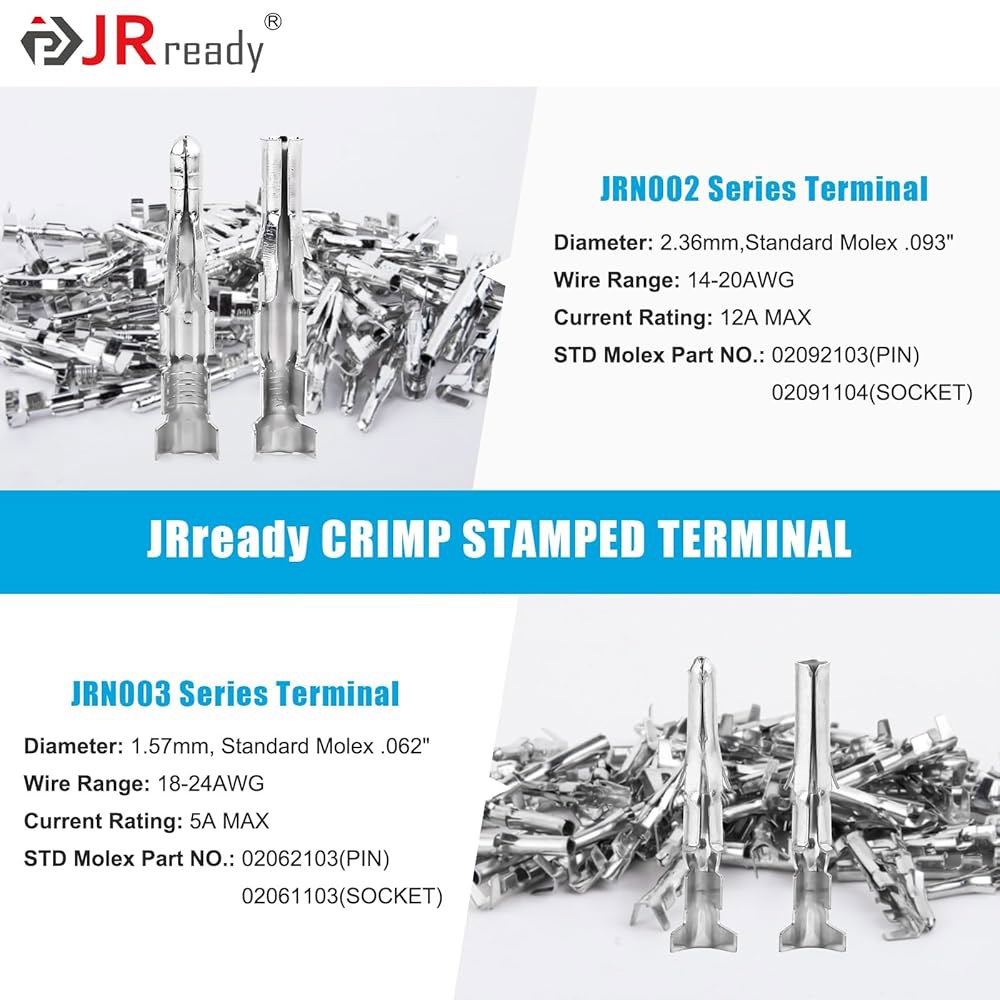 JRready 093 062 핀 커넥터 키트 와이어 남성 연락처 1190 1580 시리즈 14-20AWG 18-24AWG 크림프 단자 3.68mm 5.03mm 피치 120쌍 ST6 - 상세 이미지 3