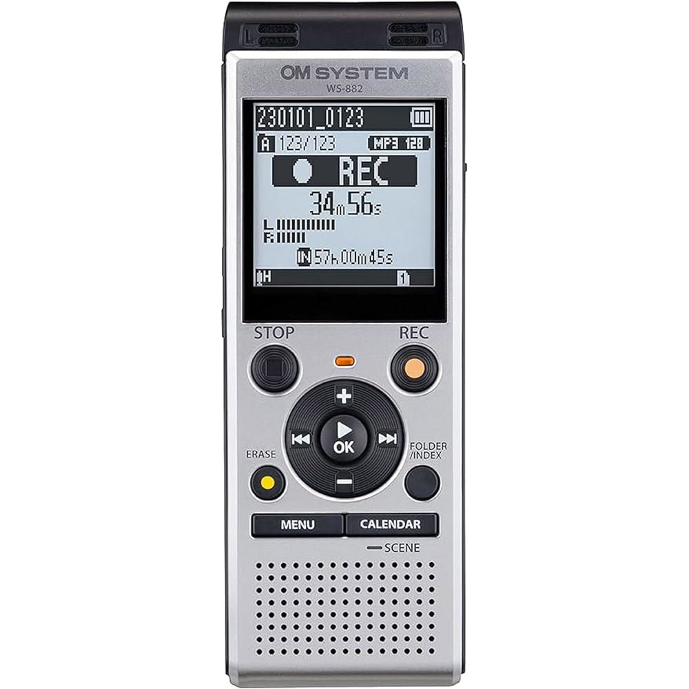 OM 시스템 올림푸스 WS-882 디지털 음성 녹음기, 선형 PCM/MP3 녹음 형식, USB 다이렉트, 4GB 재생 속도 및 볼륨 조정, 파일 인덱스, 선택한 지우기 - 상품 이미지