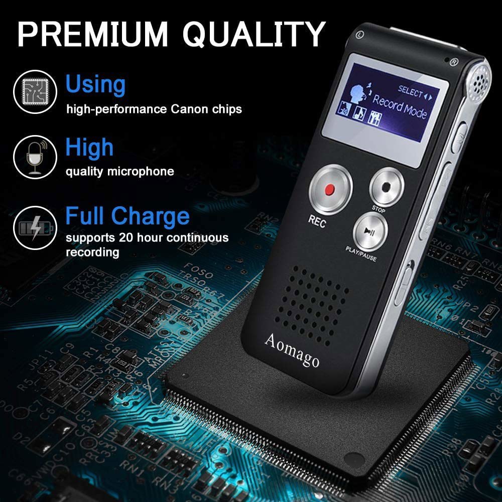 강의, 회의, 인터뷰를 위한 64GB 디지털 음성 녹음기 활성화 녹음기, 재생, USB, MP3가 포함된 Aomago 오디오 미니 휴대용 테이프 딕타폰 - 상세 이미지 2