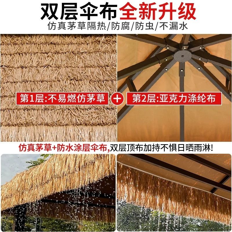 야외 캐노피 원두막 초가 펜션 텐트 가제보 파고라 농가 정자 어닝 큐장 커텐 조립식 테라스 2.5X2.5 - 상세 이미지 2