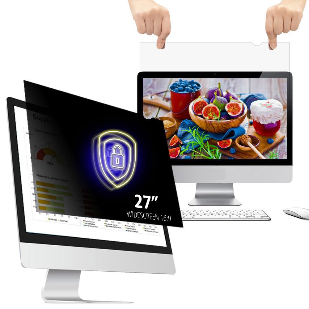 WELINC 라이트 27인치 - 16 9 화면 비율 와이드스크린 모니터용 컴퓨터 개인정보 보호 필터 눈부심 방지 블루라이트로부터 눈을 보호합니다 - 상품 이미지