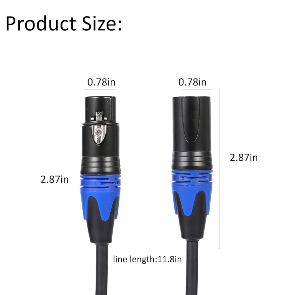남성부터 여성까지 XLR Y 스플리터 마이크 케이블 1개, (11.8인치/2팩) 3핀 듀얼 밸런스 오디오 스테레오 마이크부터 L & R 트랙까지 1ft-1Pack - 상세 이미지 2