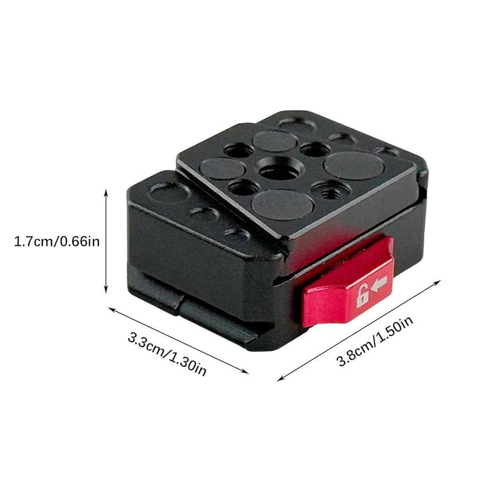 V-락 퀵 릴리스 플레이트, V-마운트 알루미늄 합금 배터리 QR 1/4 나사 구멍 및 38mm 도브테일 슬롯, DSLR 카메라, 짐벌 삼각대와 호환 가능 - 상세 이미지 3