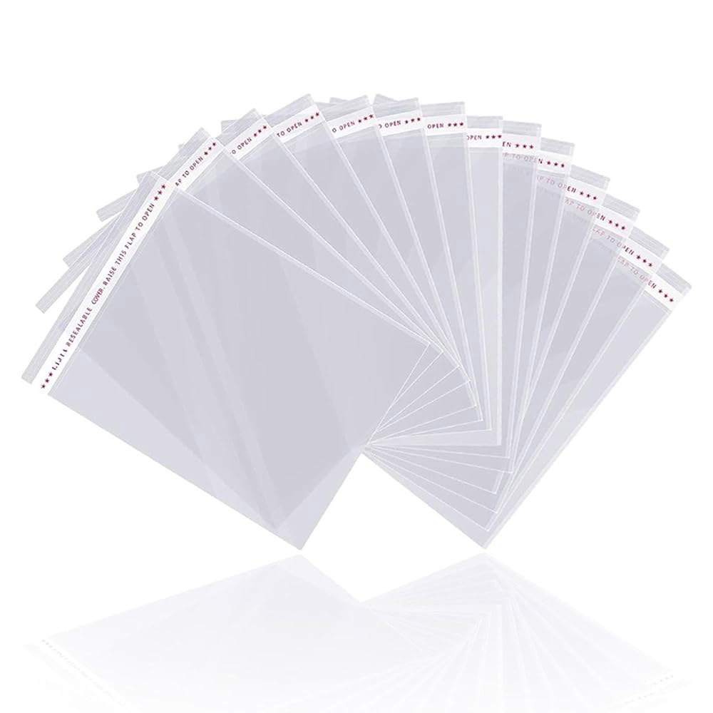 LonlyEagle 200개 5-1/2인치 x 7-1/2인치 셀프 씰링 셀로판 가방 클리어 핏 5 7인치 카드 사진 A6 A7 봉투 캔디 포장 선물, 쿠키 - 상품 이미지