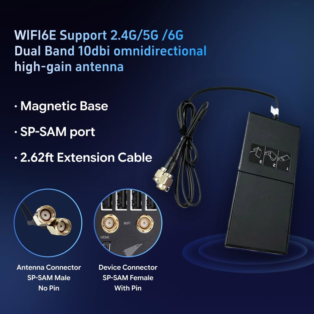 2T2R 안테나 듀얼 밴드 Wi-Fi 이동 안테나(PC 데스크톱 컴퓨터 마더보드 무선 네트워크 라우터용 2.62피트 확장 케이블 포함) - 상세 이미지 2