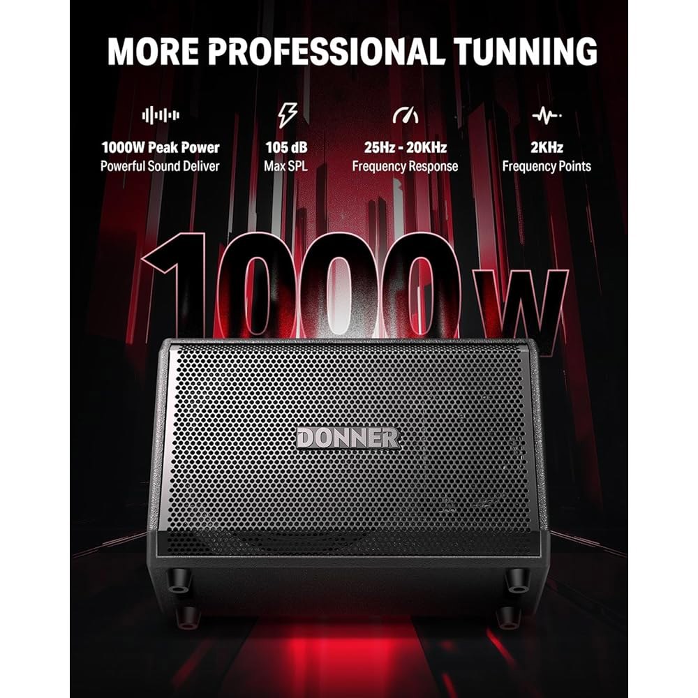 도너 일렉트릭 드럼 앰프 200W, 피크 파워 1000와트 무선 프로페셔널 전자 멀티 장면용 휴대용 DDA-1000 - 상세 이미지 3