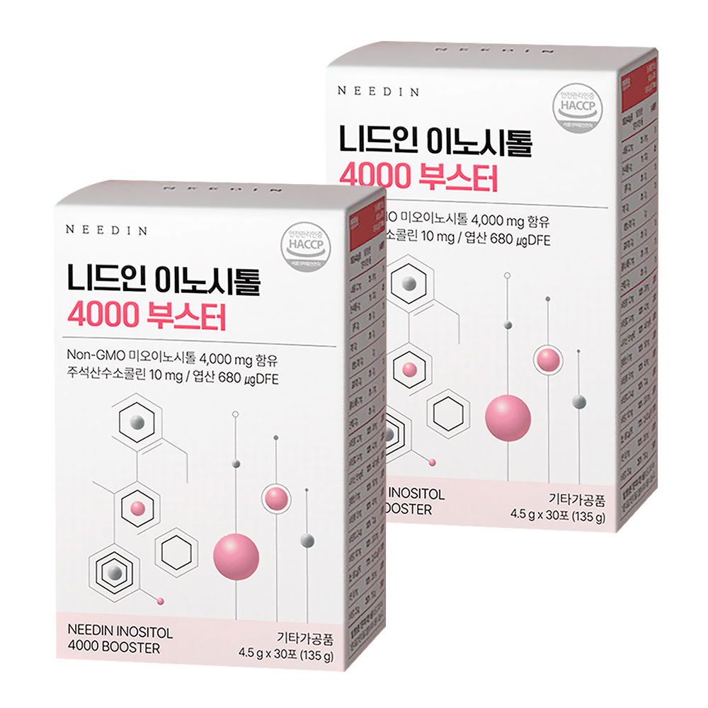 니드인 이노시톨 4000 부스터 30포 2박스 콜린 엽산 비타민 미네랄