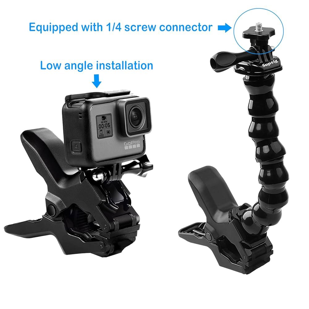 Suptig Jaws 플렉스 클램프 마운트 GoPro Hero 13 11 10 9 8 6 5 4 Session 3+ 3 Akaso EK7000 DJI osmo Arlo 액션 카메라 - 상세 이미지 3