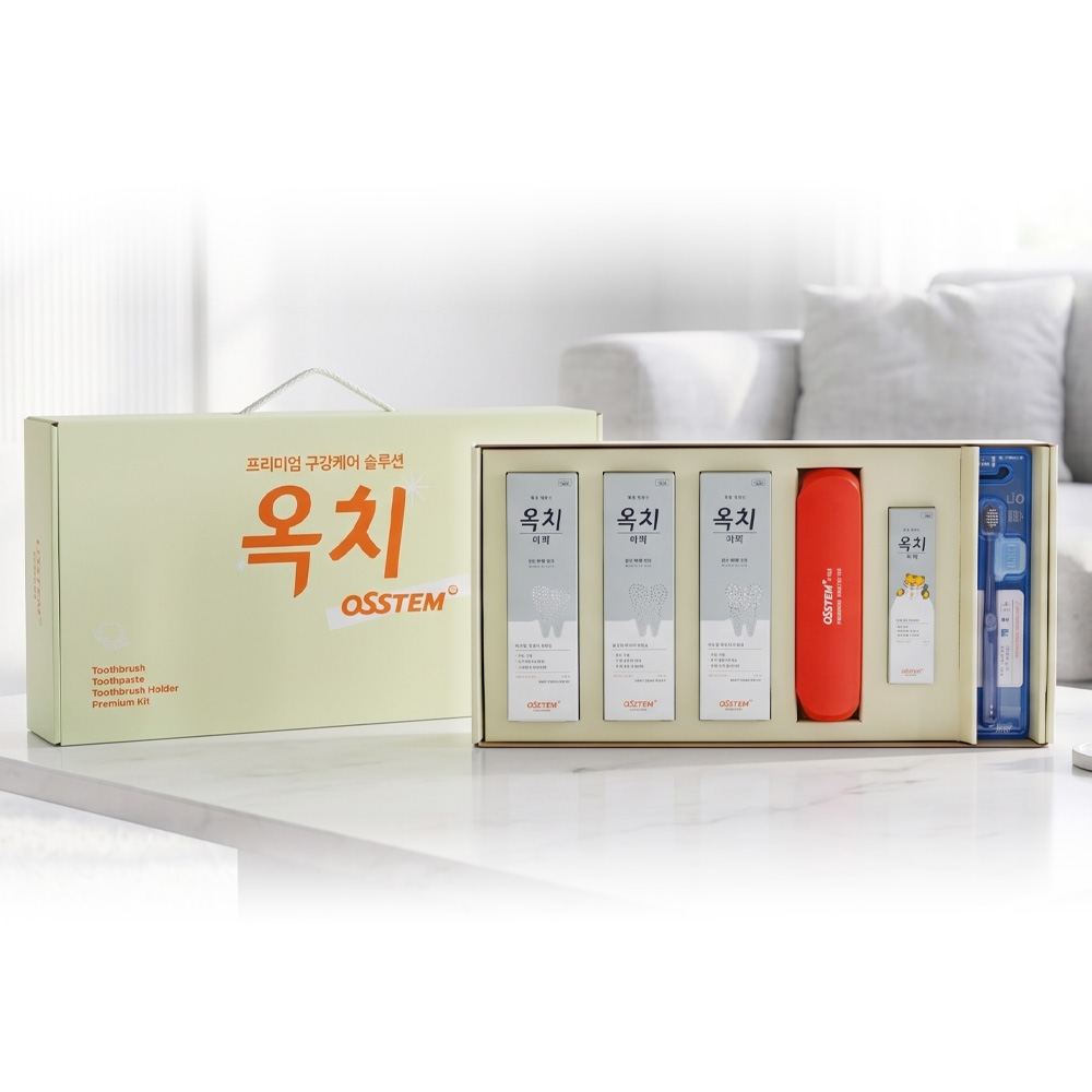 오스템 옥치 미백치약 구강관리선물세트 치과 누렁니 화이트닝 치아 밝기 개선 임상 약국판매 - 상품 이미지