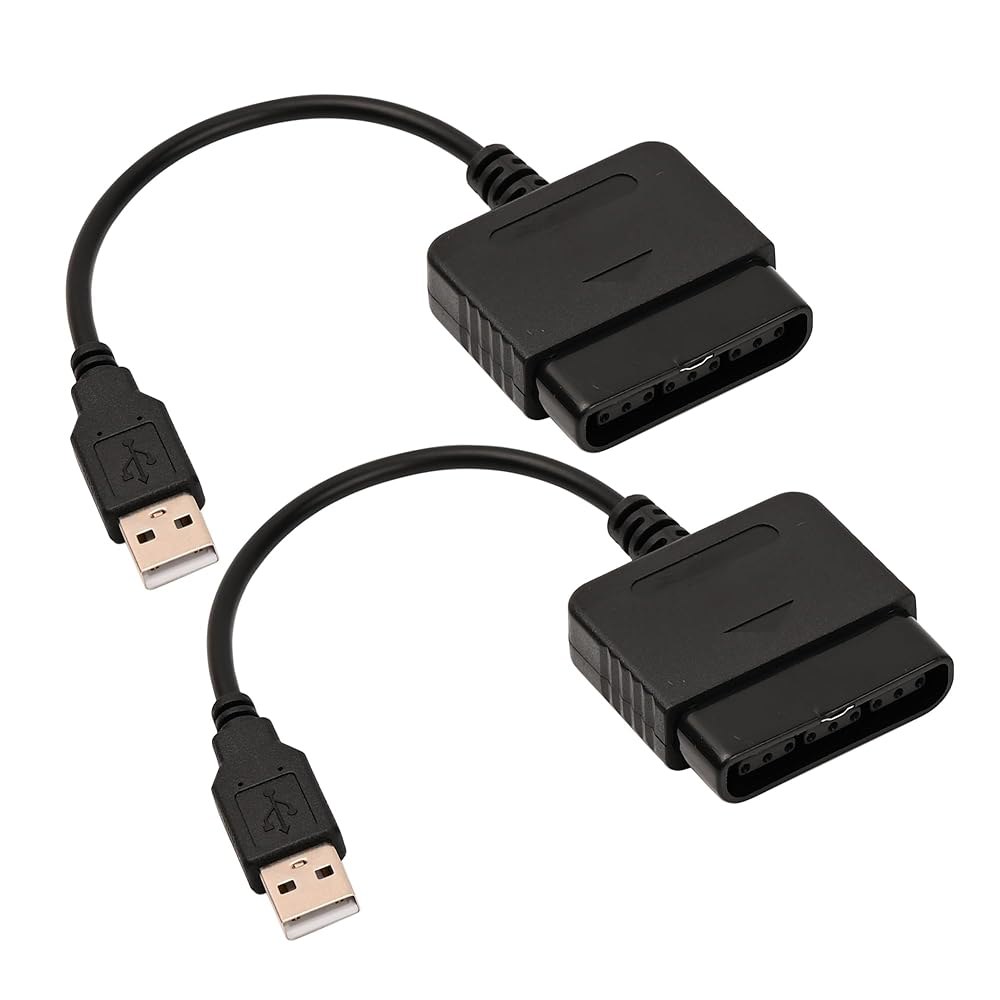 CUENSTOP 2팩 PS2-USB 어댑터 변환 케이블, 소니 플레이스테이션 2 PS2 기타 컨트롤러와 PC/PS3 컨트롤러 호환 1 - 상품 이미지