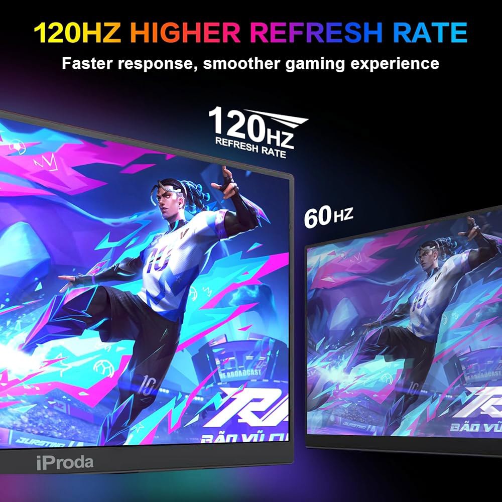 노트북용 iProda 휴대용 모니터, 120Hz 게임 모니터 FHD 1080P 18.5인치 노트북 익스텐더 여행용 컴퓨터 PS5/4 Mac PC용 화면 1 10.5 inch - 상세 이미지 3