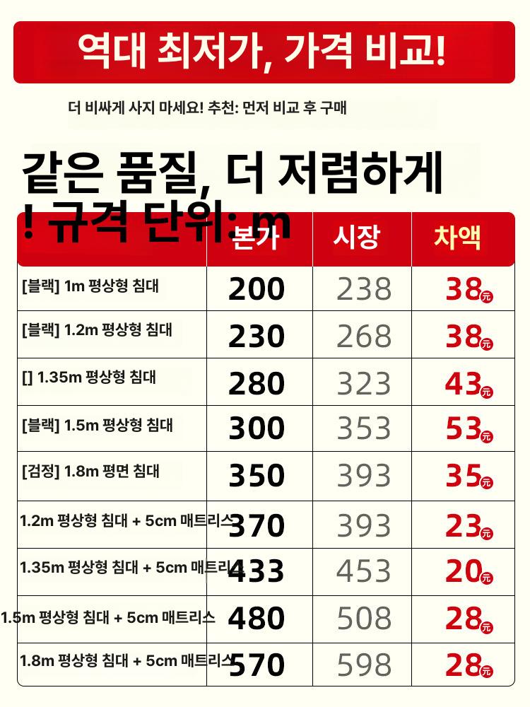 조립식 평상 침대 프레임 야외 마루 데크 접이식 베드 블랙 1000mmx2000mm - 상세 이미지 4