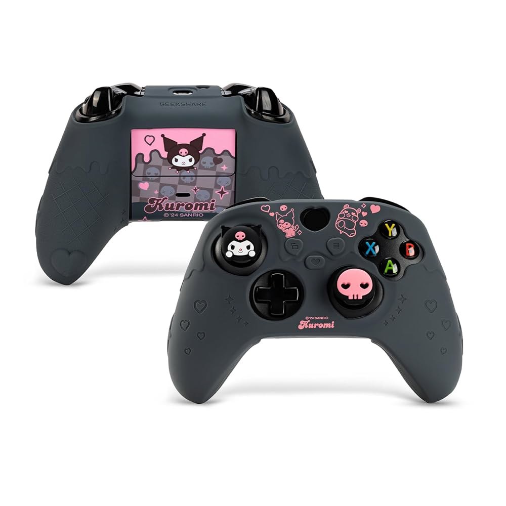 Xbox Series X/S용 Kuitmor 컨트롤러 커버 스킨, 부드러운 실리콘 미끄럼 방지 보호 스킨 케이스, 엄지 그립 캡 2개와 스티커 1개(블랙 쿠로미)로 컨트롤러와 호환 - 상품 이미지
