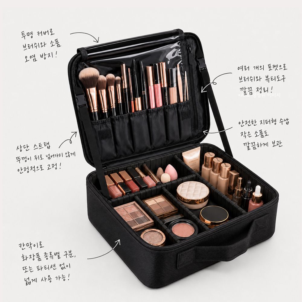 대용량 화장품 파우치 여행용 메이크업 뷰티 멀티 파우치백 중형 - 상세 이미지 3