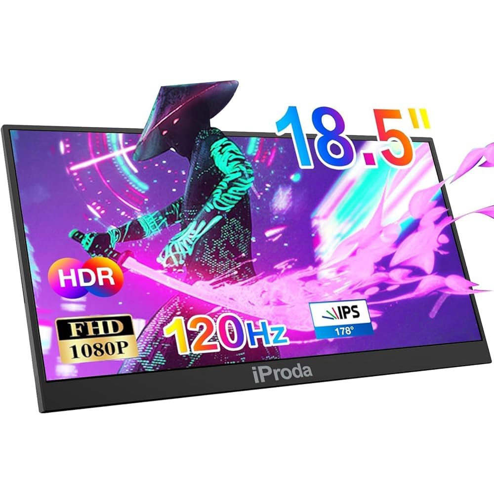 노트북용 iProda 휴대용 모니터, 120Hz 게임 모니터 FHD 1080P 18.5인치 노트북 익스텐더 여행용 컴퓨터 PS5/4 Mac PC용 화면 1 10.5 inch - 상품 이미지