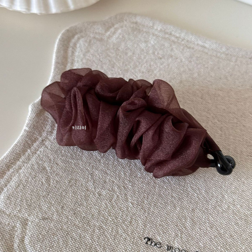 톤다운 오간자 바나나집게핀 러블리 머리핀 셔링 헤어핀 이미지 8