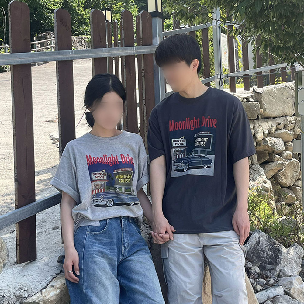 오버핏 여름반팔 남녀공용 빅사이즈 커플룩 박스티 이미지 8