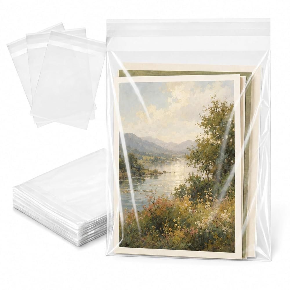 200ct 클리어 첼로 백 11인치 x 14인치 (27.9 35.6cm) 셀프 씰링 - 장식용 크리스마스 결혼 선물 바구니 용품을 위한 140만 개의 추가 두꺼운 강화 모서리 대형 - 상품 이미지