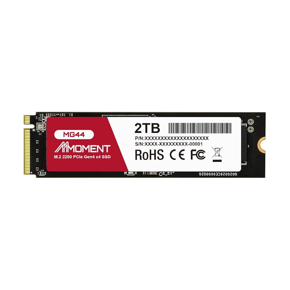 MMOMENT MG44 2TB NVMe PCIe 4.0 내장 SSD, 최대 7200MB/s 읽기, 6200MB/s 쓰기 M.2 2280 스토리지 PC 솔리드 스테이트 드라이브 노트 - 상품 이미지