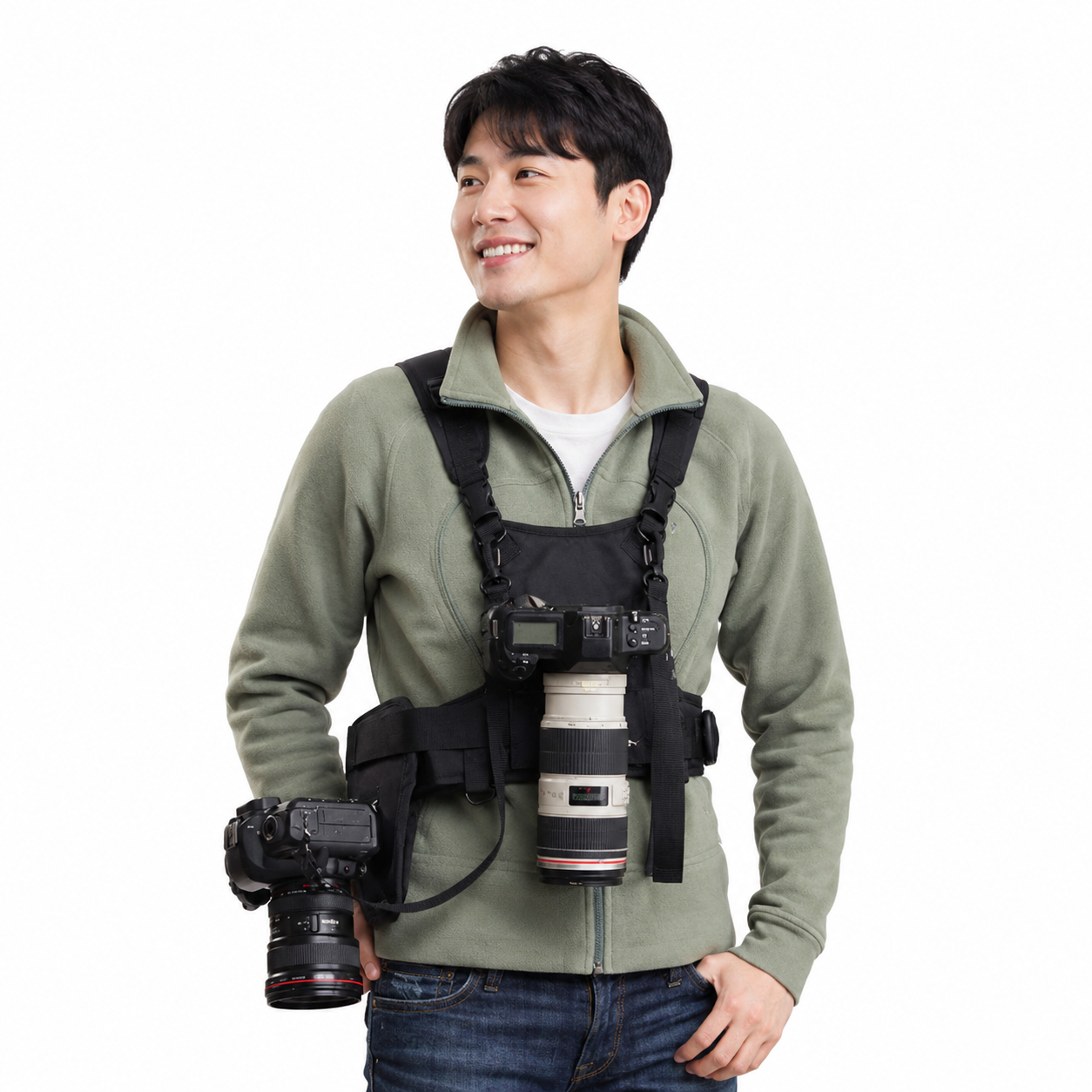 카메라 조끼 DSLR 촬영용 멜빵 스트랩 어깨 수납 하네스 본체 전용 버전 - 상품 이미지