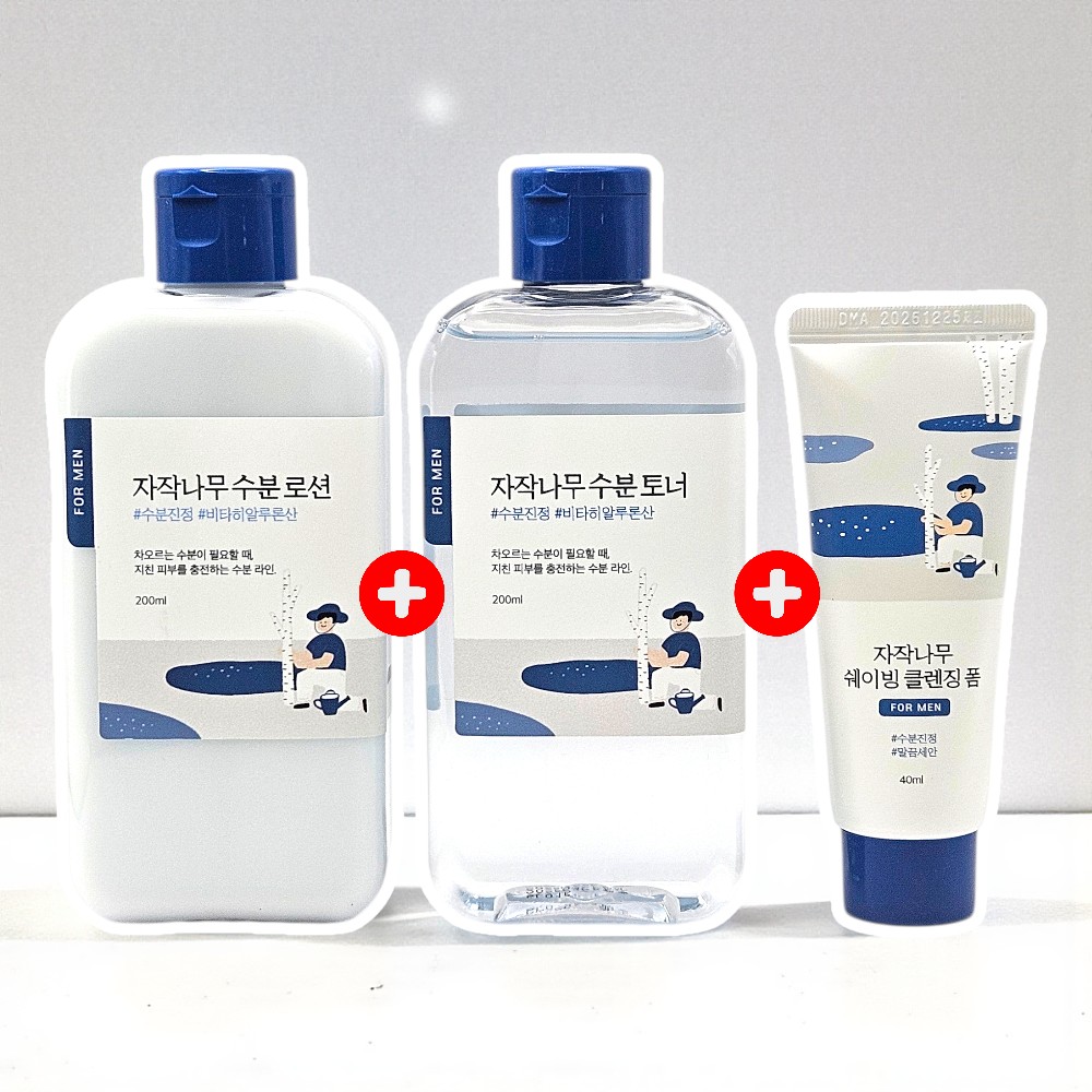라운드랩 포 맨 자작나무 수분 토너 200ml+로션 200ml (+쉐이빙폼 40ml 추가) 기획 - 상품 이미지