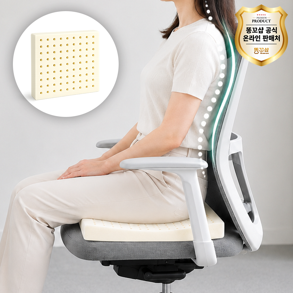 똥꼬샵 구름 방석 국내 라텍스 압력완화 꼬리뼈 40cmx40cmx5cm - 상품 이미지