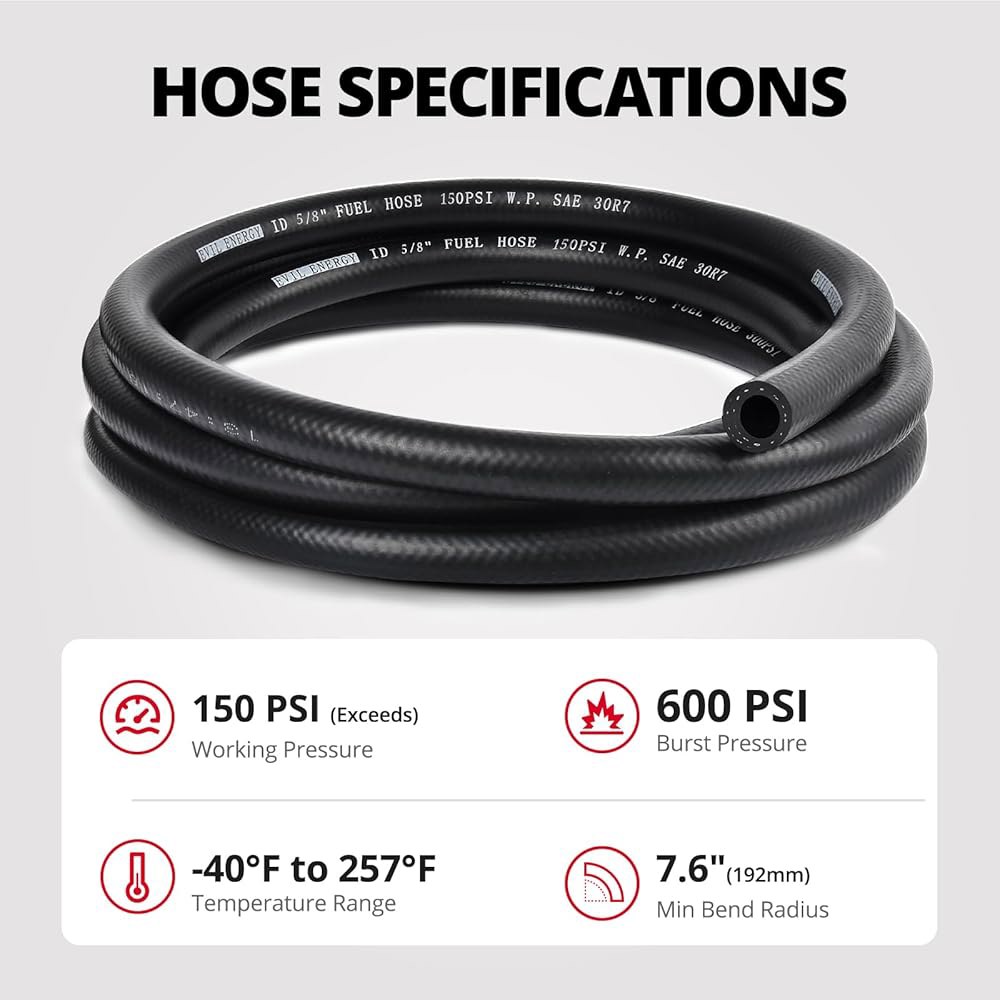 이블 에너지 5/8인치 연료 호스 라인 5FT NBR 고무 푸시 잠금 4개와 스트레이트 SAE 30R7 150PSI 3/8 5Ft - 상세 이미지 3