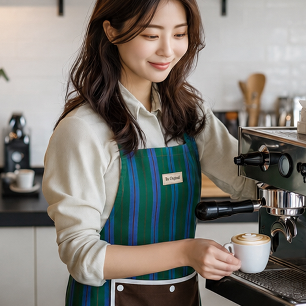 탈부착 핸드타올 방수 앞치마 테리 스트라이프 카페 공방앞치마 이미지 8