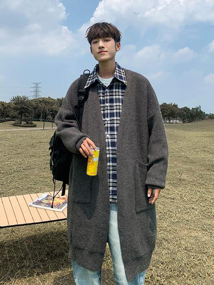 남성 남자롱가디건 루즈핏 로브 빅사이즈 남성롱가디건 니트 간절기 긴팔 - 상세 이미지 4